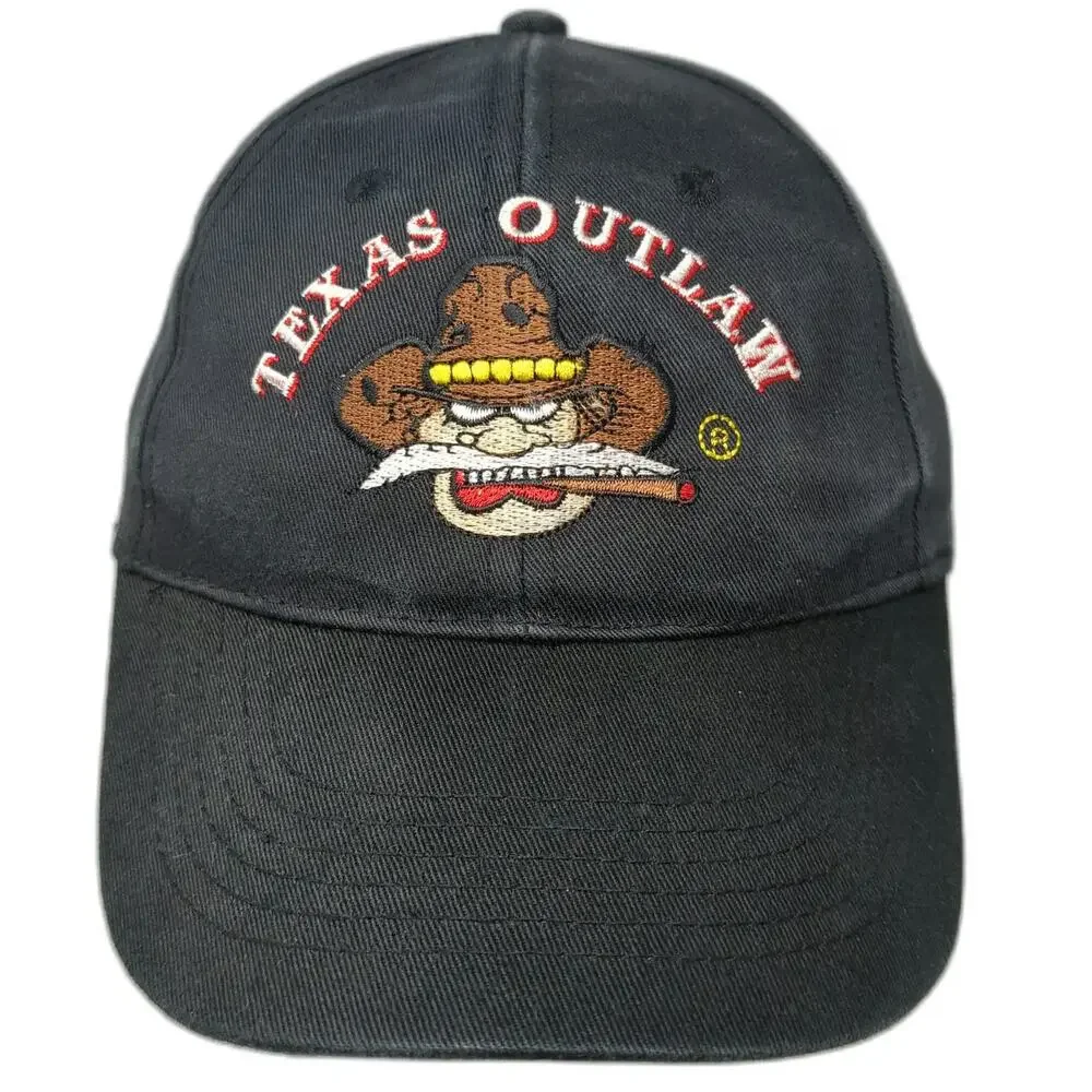 Texas Outlaw Baseball Cap Black One Size Fireworks Mascot Strapback Hat Logo